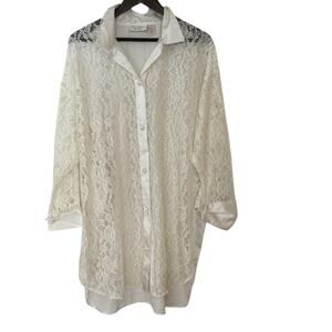 Victorias Secret Gold Label Vintage Cream Lace Nightgown M/L Romantic Soft Luxe